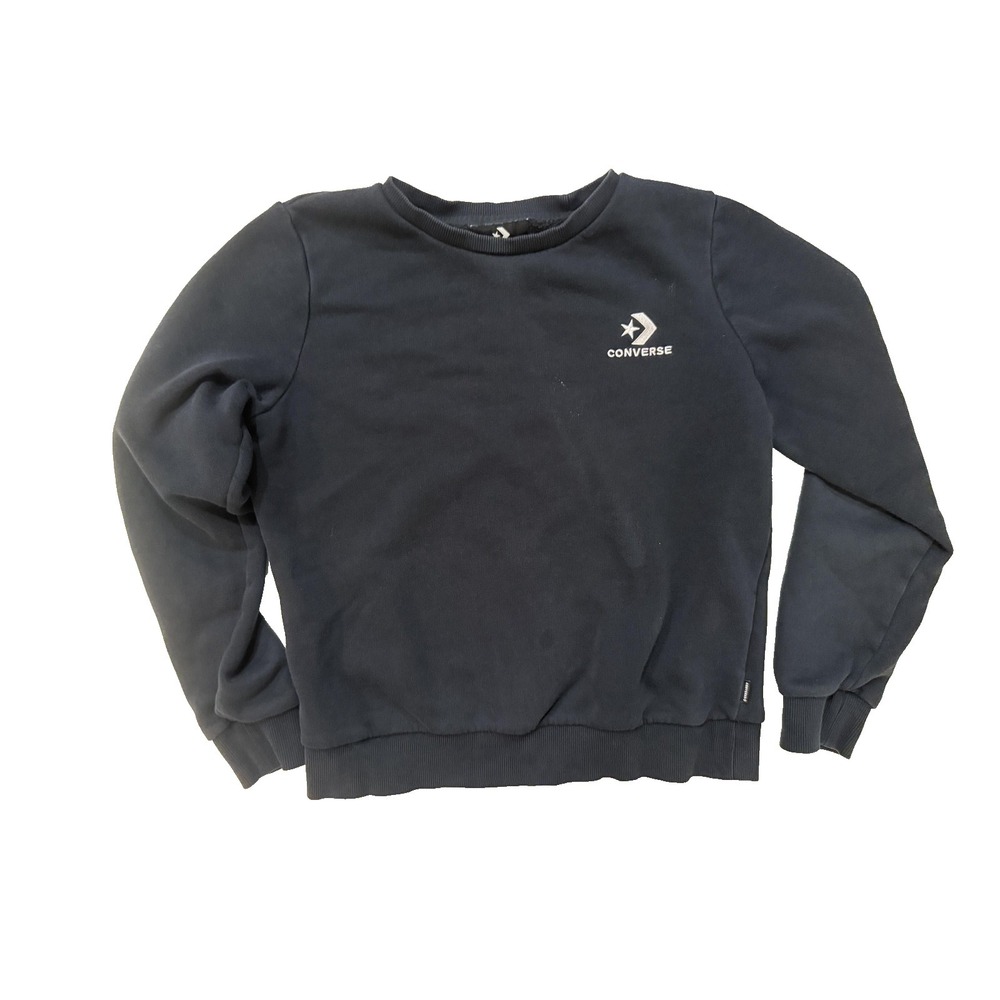 Converse Sweatshirt Mens Med Black Crewneck Logo‎ Skater Streetwear Grunge